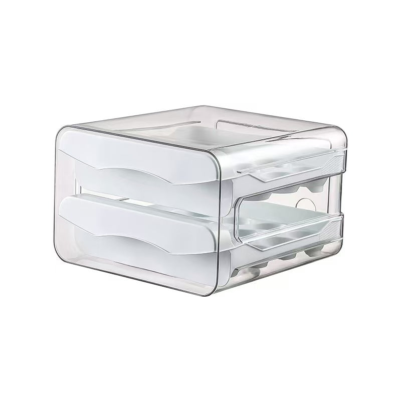 Drawer Refrigerator Egg Storage Box - Stackable Kitchen Organizer, Fridge Egg Tray Container with Handle