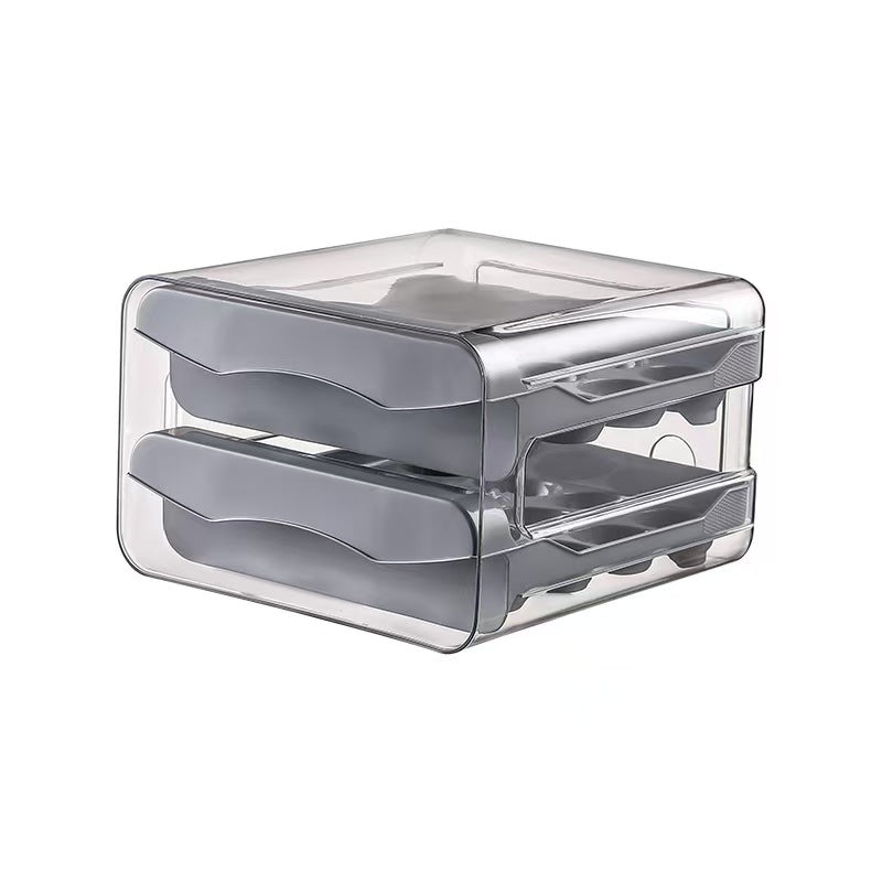 Drawer Refrigerator Egg Storage Box - Stackable Kitchen Organizer, Fridge Egg Tray Container with Handle