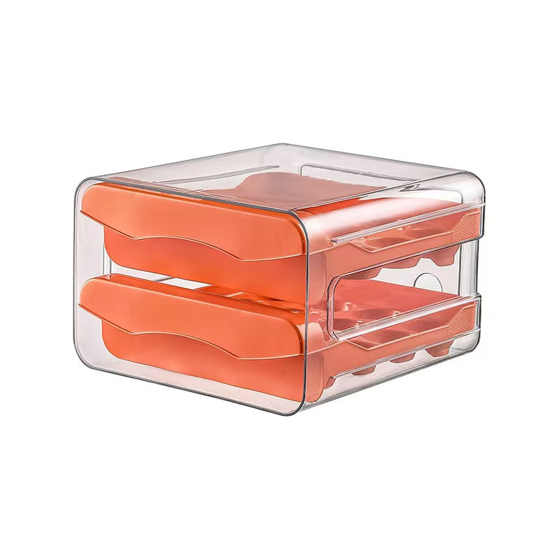 Drawer Refrigerator Egg Storage Box - Stackable Kitchen Organizer, Fridge Egg Tray Container with Handle