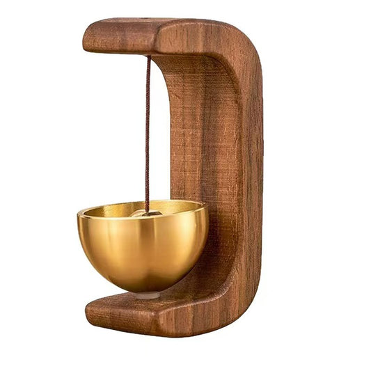 Magnetic Mount Wooden Doorbell Chime - Easy Install No Drill, Decorative Oriental Door Bell for House, Apartment, Shop, Garden, Patio