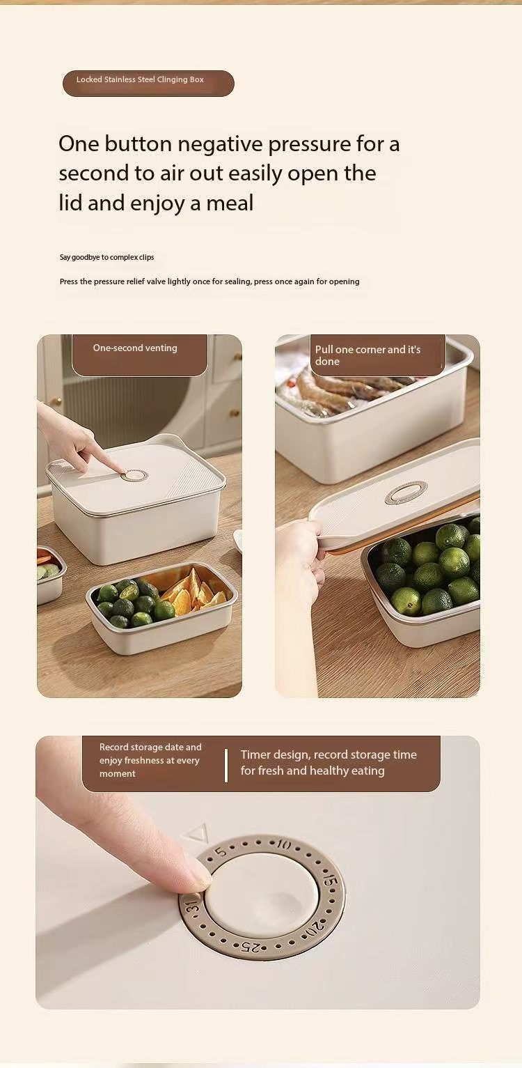 304 Stainless Steel Food Storage Container - Rapid Freezing & Freshness Lock | 3-5x Longer Freshness | Metal Enhanced Cooling | Airt Seal for Home/Commercial Use