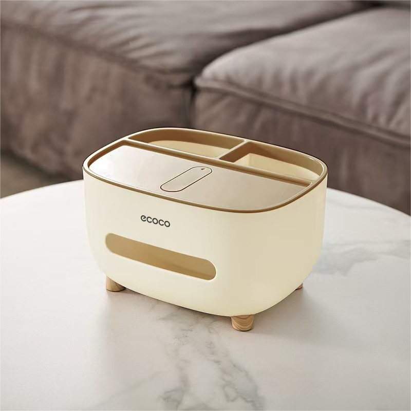 Multifunctional Tissue Box Cover with Storage Compartment, Remote Control Holder, Modern Organizer for Living Room, Bedroom, Kitchen, Desktop Desk Organizer to Declutter & Save Space