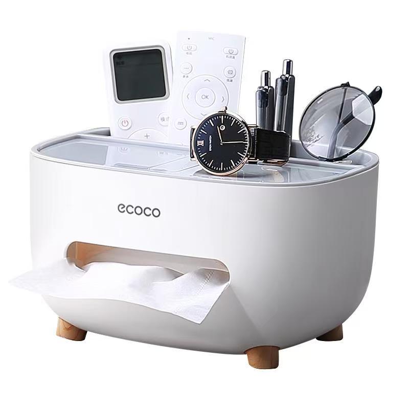 Multifunctional Tissue Box Cover with Storage Compartment, Remote Control Holder, Modern Organizer for Living Room, Bedroom, Kitchen, Desktop Desk Organizer to Declutter & Save Space