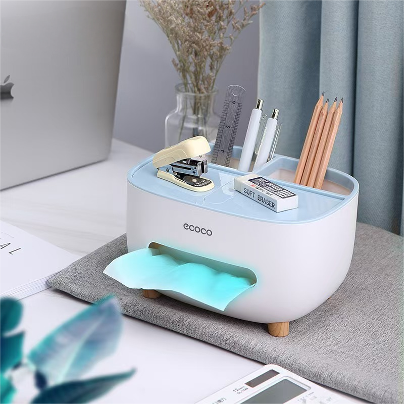 Multifunctional Tissue Box Cover with Storage Compartment, Remote Control Holder, Modern Organizer for Living Room, Bedroom, Kitchen, Desktop Desk Organizer to Declutter & Save Space