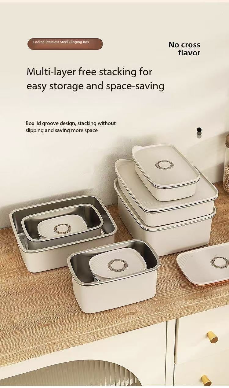 304 Stainless Steel Food Storage Container - Rapid Freezing & Freshness Lock | 3-5x Longer Freshness | Metal Enhanced Cooling | Airt Seal for Home/Commercial Use
