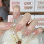 Dreamy Elegance French Cat Eye Press-On Nails | Handmade Luxury Fake Nails